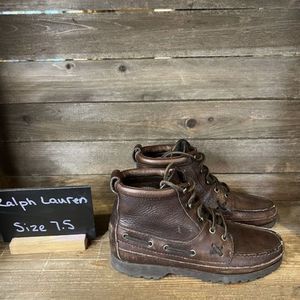 Womens Ralph Lauren Polo Country Brown Leather Ranger Ankle Boots Size 7.5 B GUC